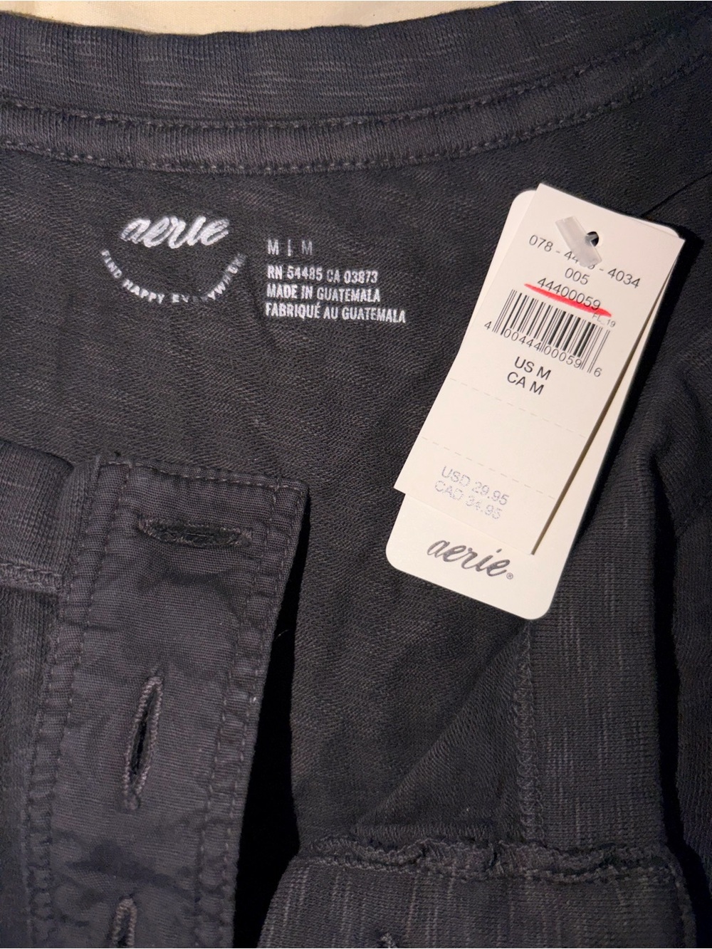aerie Black Ribbed Button-Front Tank - Picture 2 of 2